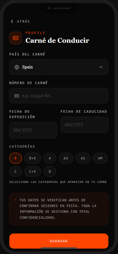 Licencia y perfil de conductor